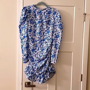 In The Style x Lorna Luxe Blue Floral Skater Dress